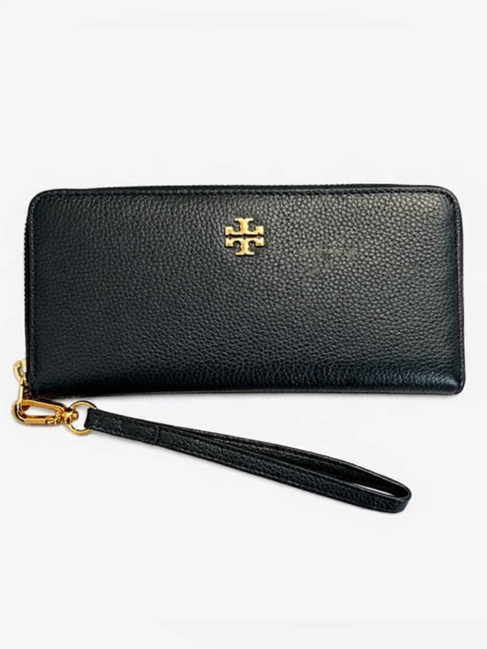 TORY BURCH Carter Pebble Leather Smartphone Zip Wristlet Wallet, Black